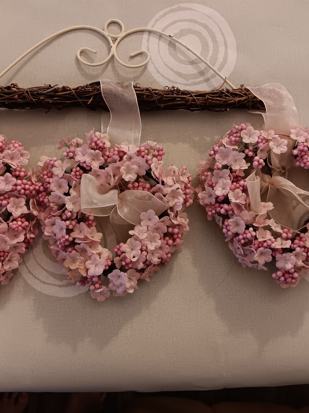 Pink Floral Heart Wreath Hanging Accessory